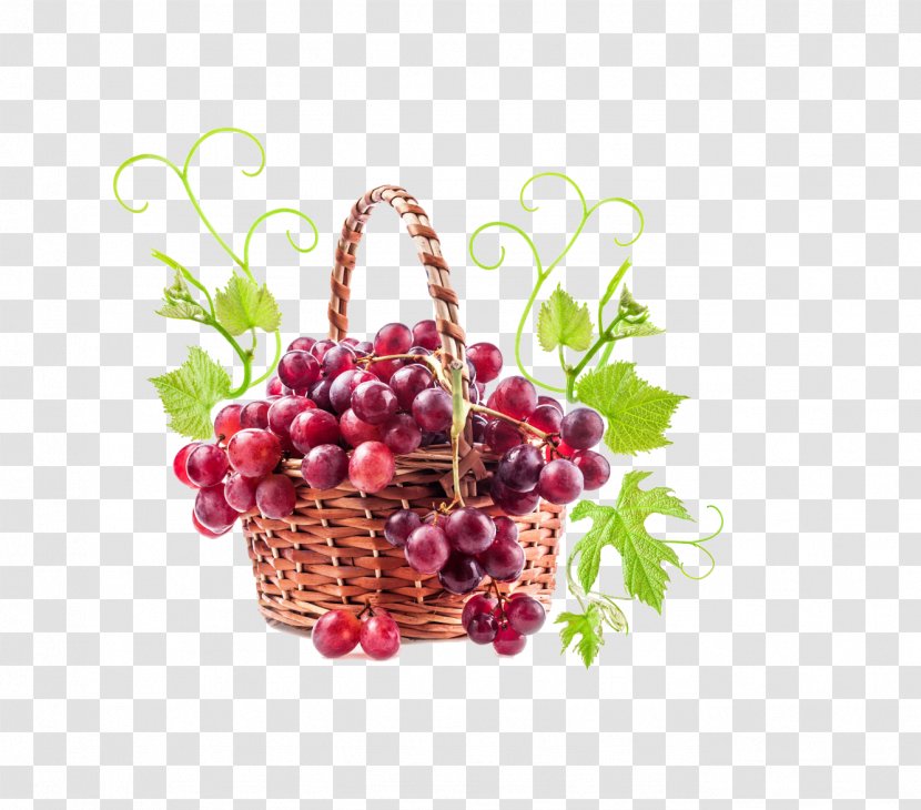 Wine Grape Leaves Auglis Vegetable - A Basket Of Grapes Transparent PNG
