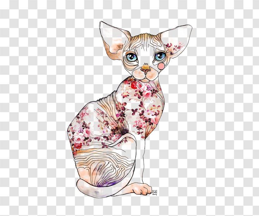 Sphynx Cat Siamese Kitten Drawing Breeds Of The World - Carnivoran - Hand-painted Transparent PNG
