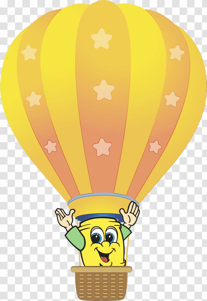 Hot Air Balloon Watercolor - Yellow - Aerostat Vehicle Transparent PNG