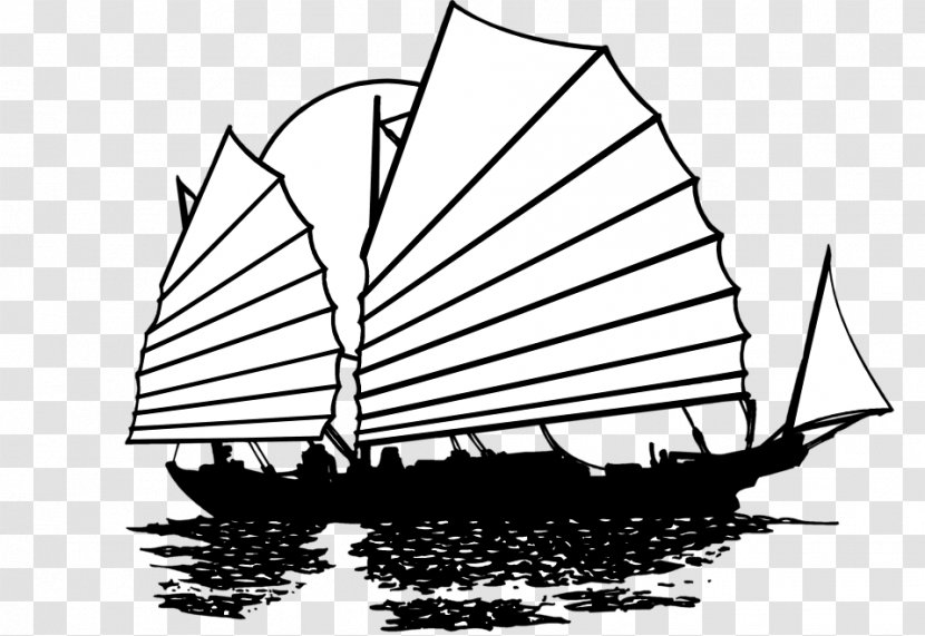Boat Junk Sail Clip Art - Line - Chinese Style Transparent PNG