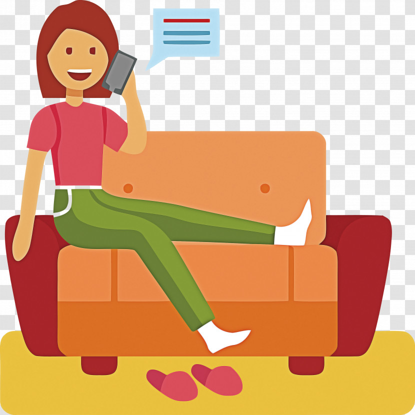 Cartoon Sitting Furniture Couch Reading Transparent PNG
