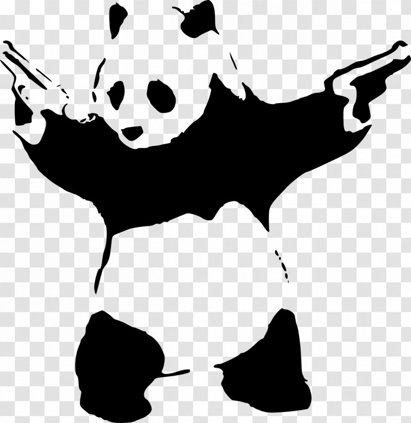 Giant Panda Stencil Graffiti Sticker Wall Decal Transparent PNG