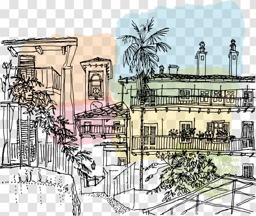 Italy Drawing Illustration - Architecture - Sketch Of Italian Town Transparent PNG