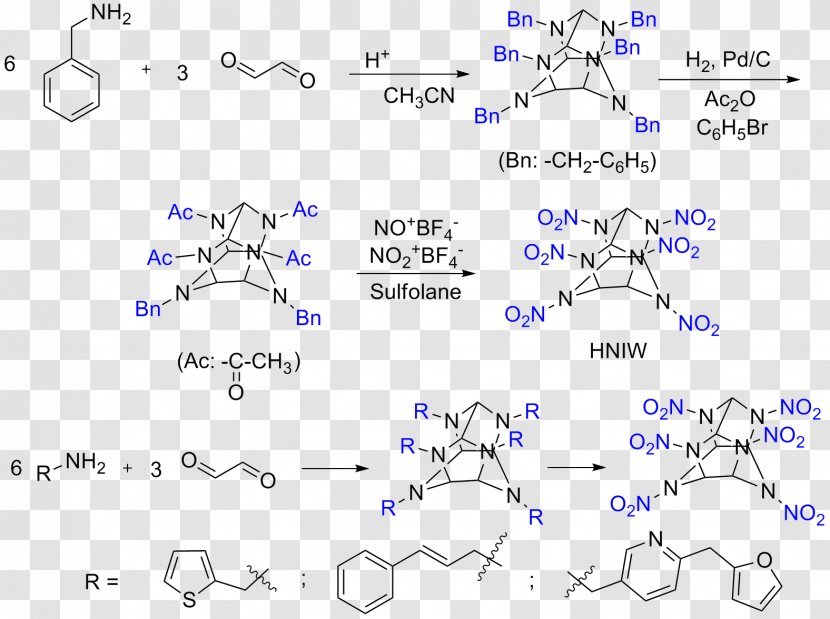 Hexanitrohexaazaisowurtzitane Nitro Compound Nitroamine Benzyl Group - Silhouette - Synthesis Transparent PNG