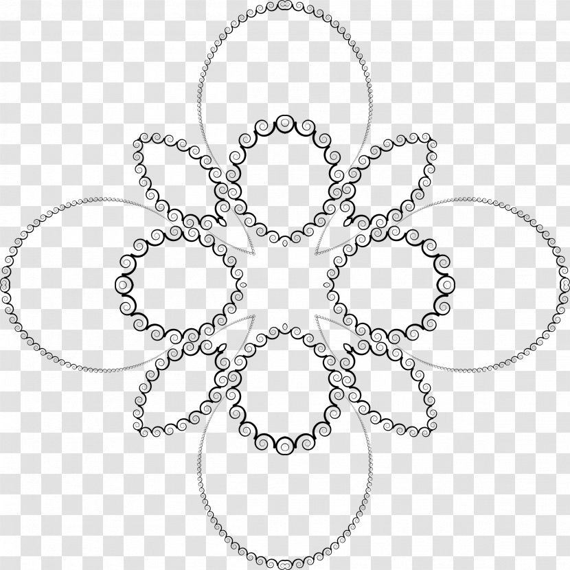 Spiral Circle Clip Art - Black And White - Motif Clipart Transparent PNG