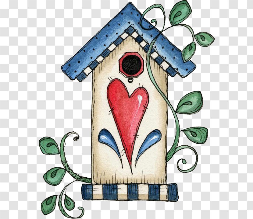 Bird Feeder Nest Box Clip Art - Watercolor - Blue Love House Transparent PNG