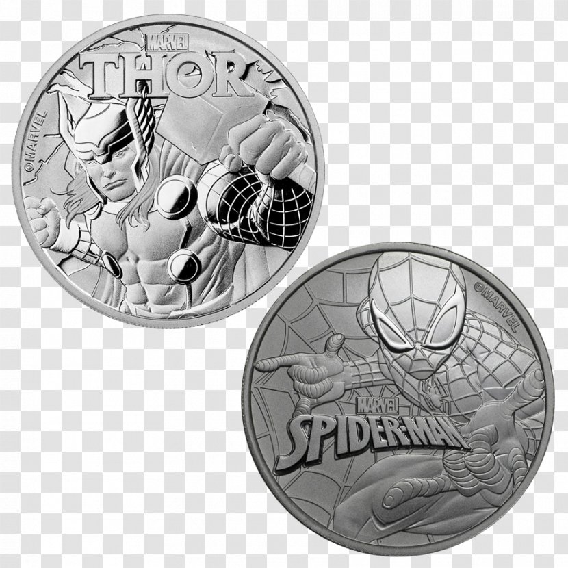 Thor Perth Mint Black Panther Spider-Man Iron Man - Silver - Coin Transparent PNG