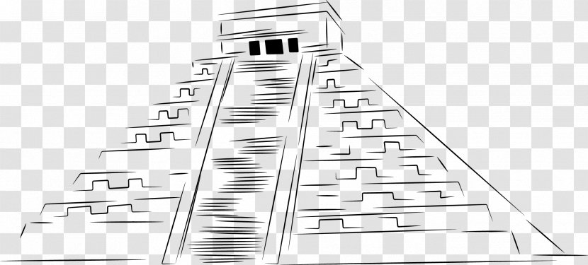 Drawing Black And White - Historic Site - Pyramid Sketch Transparent PNG