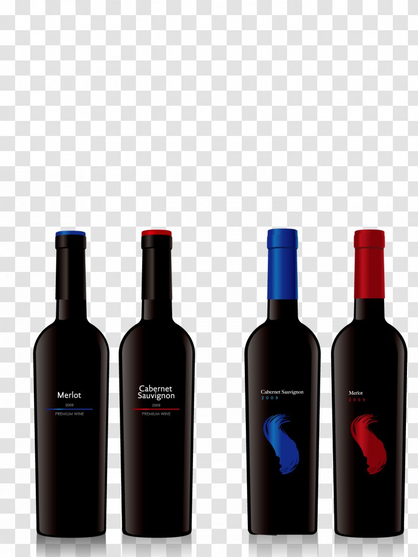 Red Wine Bottle Glass - Blue - And Transparent PNG