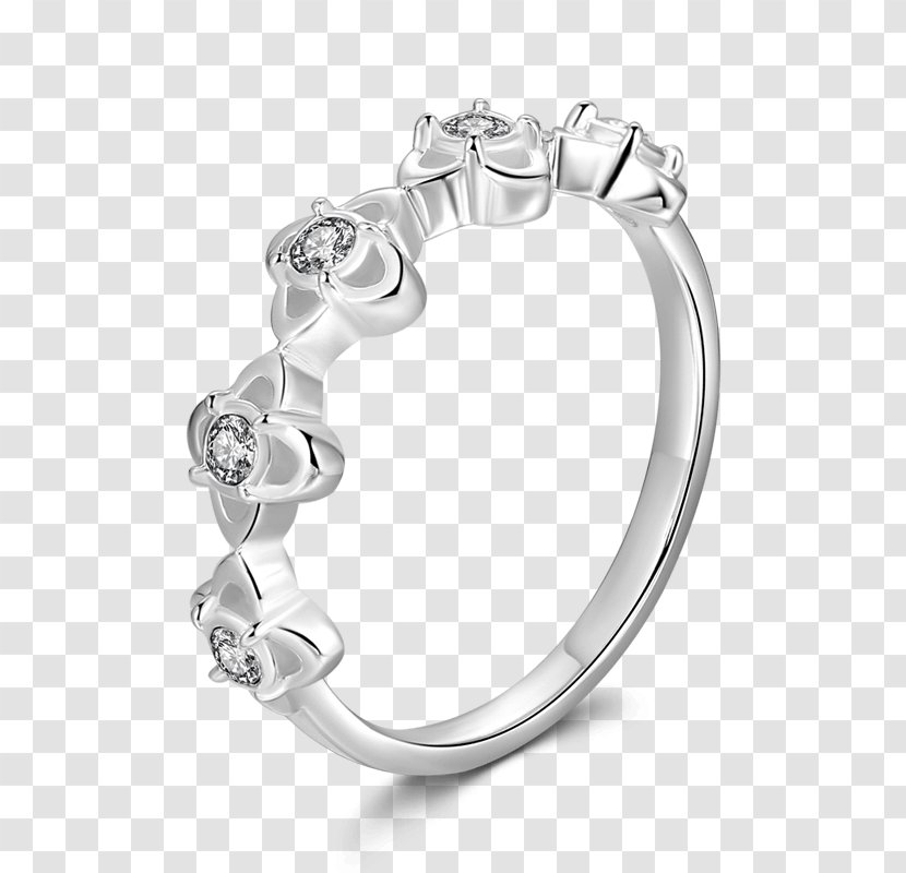 Wedding Ring Jewellery Silver Platinum - Flower Transparent PNG