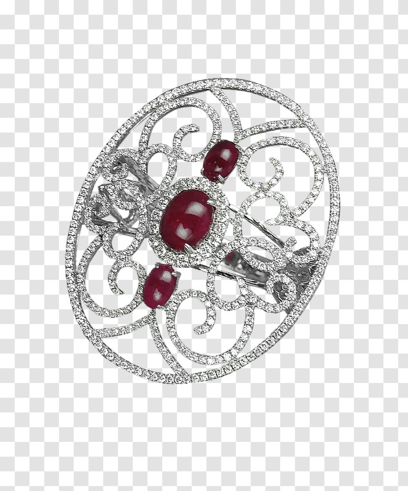 Brooch Silver Body Jewellery Ruby - Fashion Accessory Transparent PNG