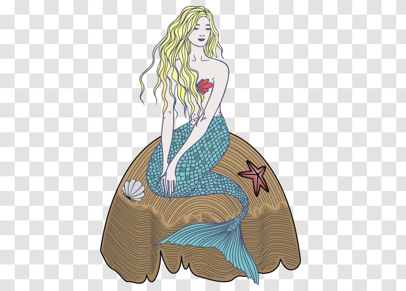 Mermaid Cartoon - Art - Sitting Transparent PNG