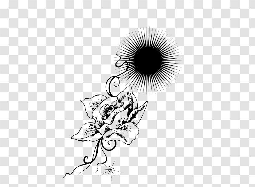 Plant Rose Black White - Drawing - And Roses Transparent PNG