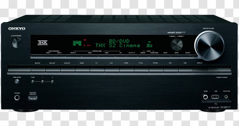 Onkyo TX-NR717 AV Receiver Home Theater Systems Audio - Electronic Instrument - Music Centre Transparent PNG