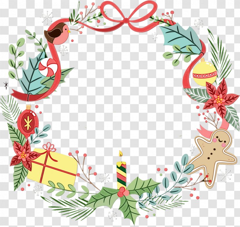 Watercolor Christmas Wreath - Paint - Fir Holly Transparent PNG