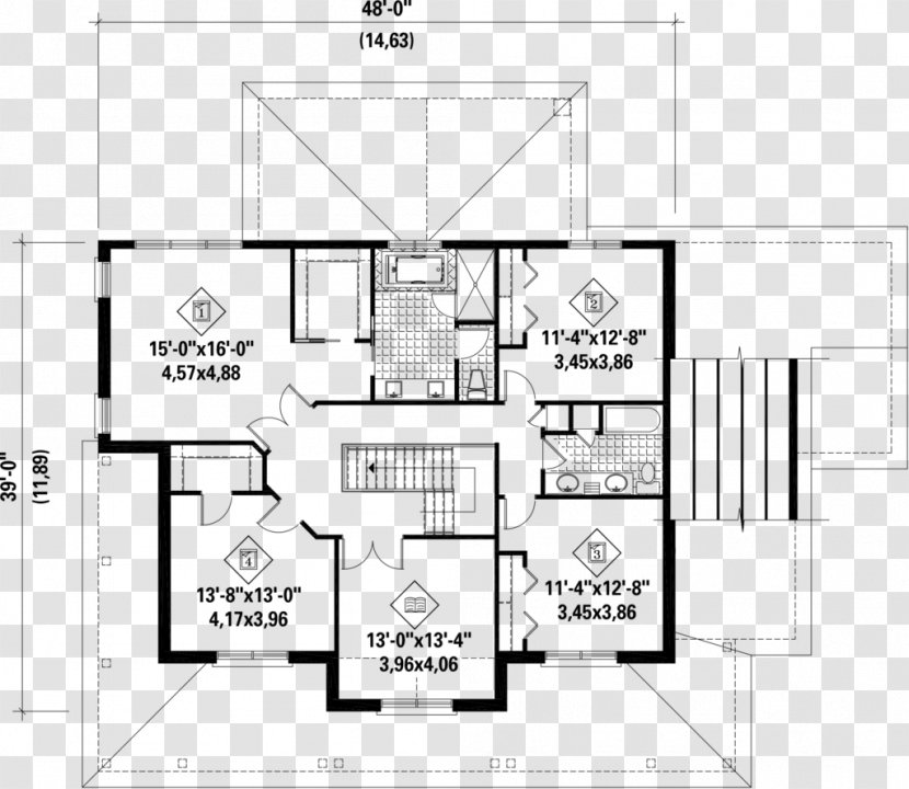 House Floor Plan Storey Brick Furniture - Monochrome - European Style Square Transparent PNG