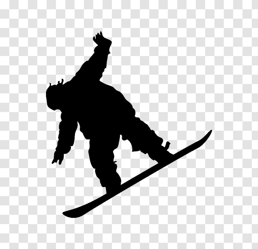Skier Sticker Snowboarding Winter Sport - Black And White - Sports Equipment Transparent PNG