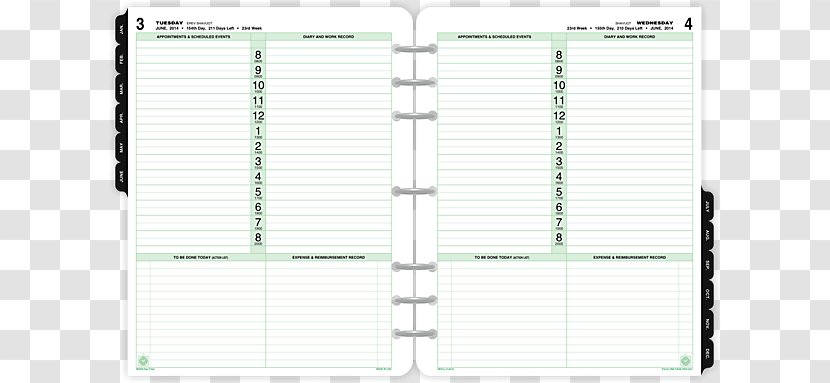 Standard Paper Size Folio Personal Organizer Page - Day Planner Transparent PNG