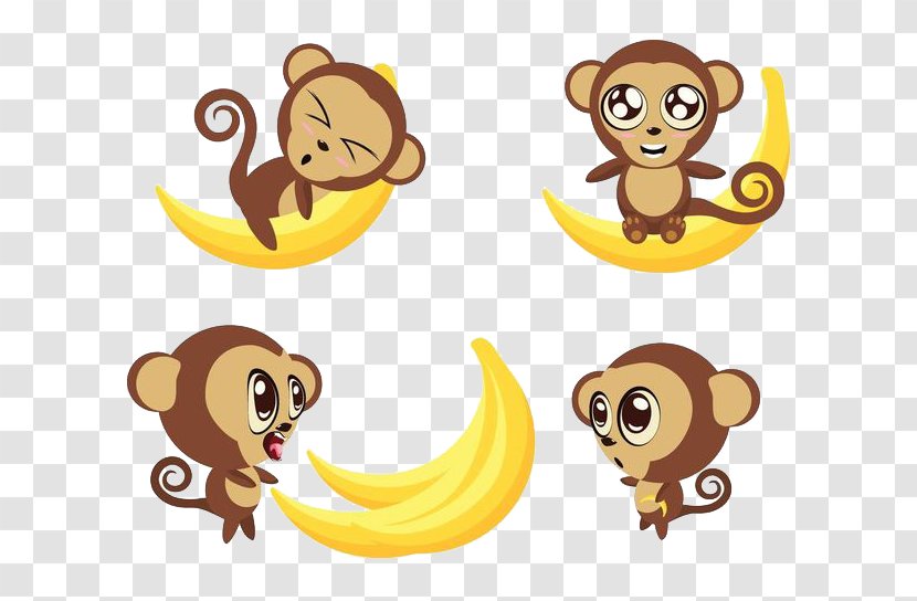 Ape Monkey Banana Cartoon - Photography - Bananas And Monkeys Transparent PNG