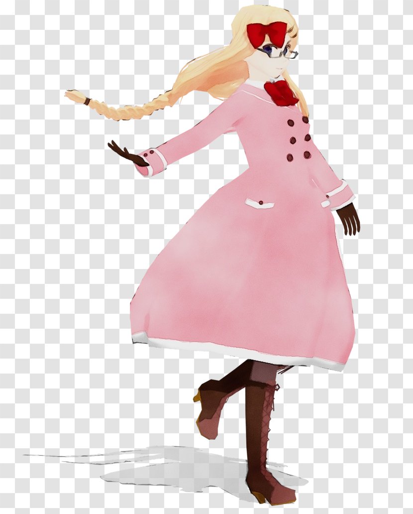 Pink Cartoon Fashion Illustration Standing Costume - Drawing Dress Transparent PNG