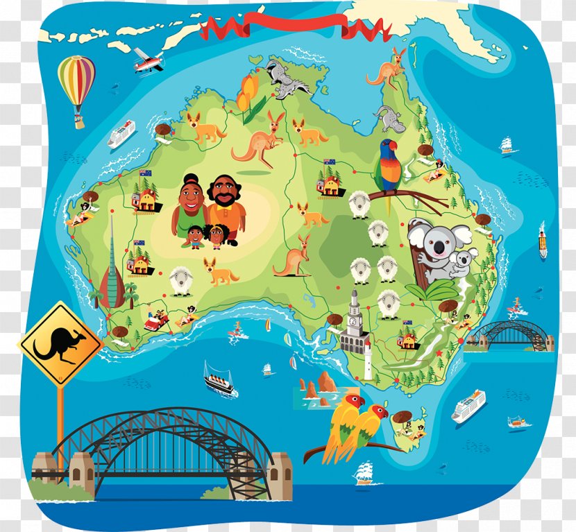 Darwin Cartoon Illustration - Area - Australian Travel Hand Painted Map Transparent PNG