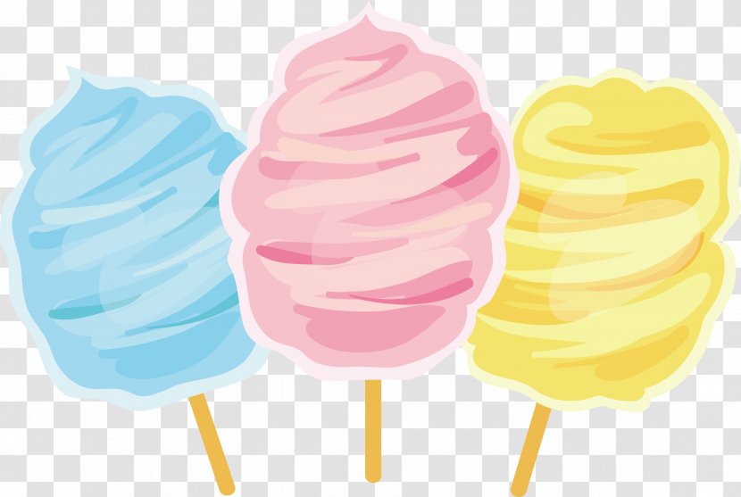 Cotton Candy Lollipop Zefir - Three Colored Lovely Transparent PNG