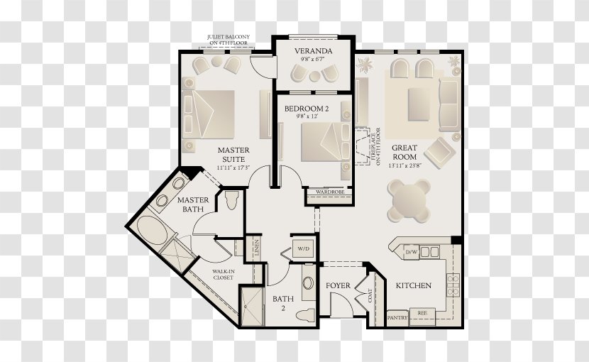 Floor Plan Carlyle Apartments Design - Storey - Real Estate Balcony Transparent PNG