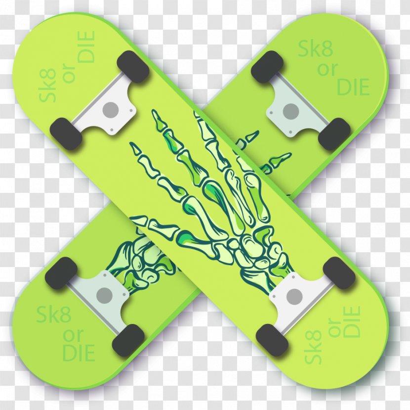 Skateboard - Green - Vector Transparent PNG