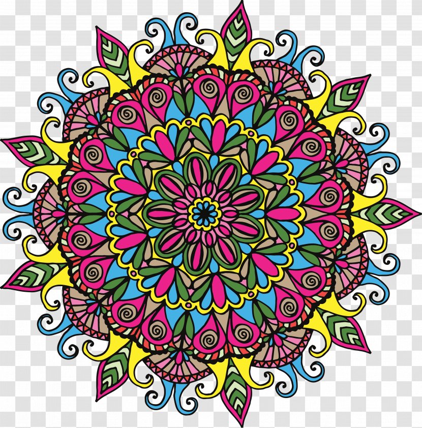 Mandala Drawing Coloring Book Clip Art - Flower - Geometric Shape Transparent PNG