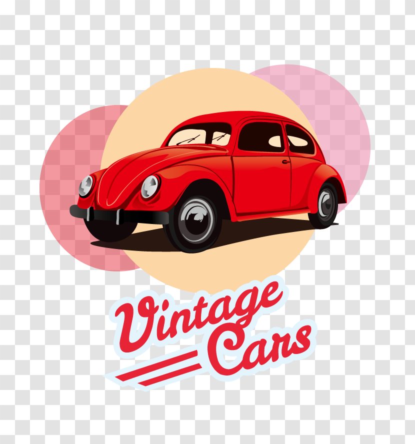 Volkswagen Beetle Classic Car - Banner - Vector Vintage Transparent PNG