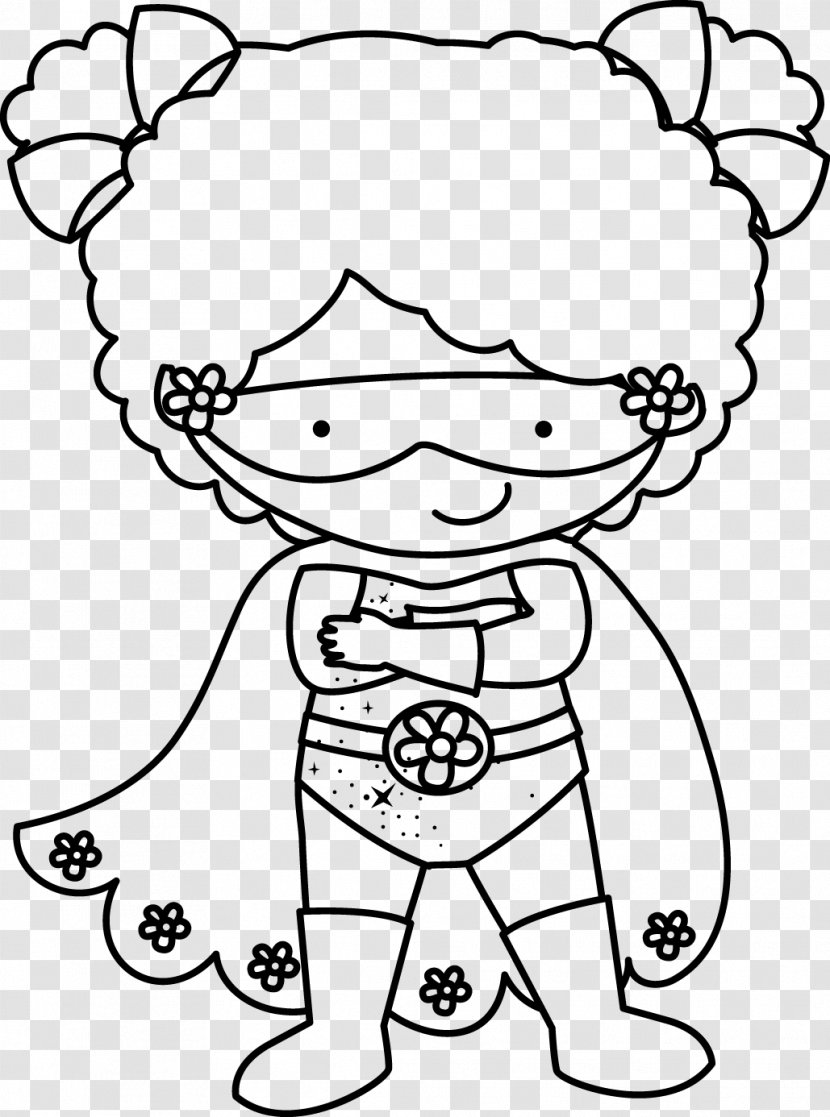 Black And White Superhero Line Art Visual Arts Clip - Silhouette - Child Transparent PNG