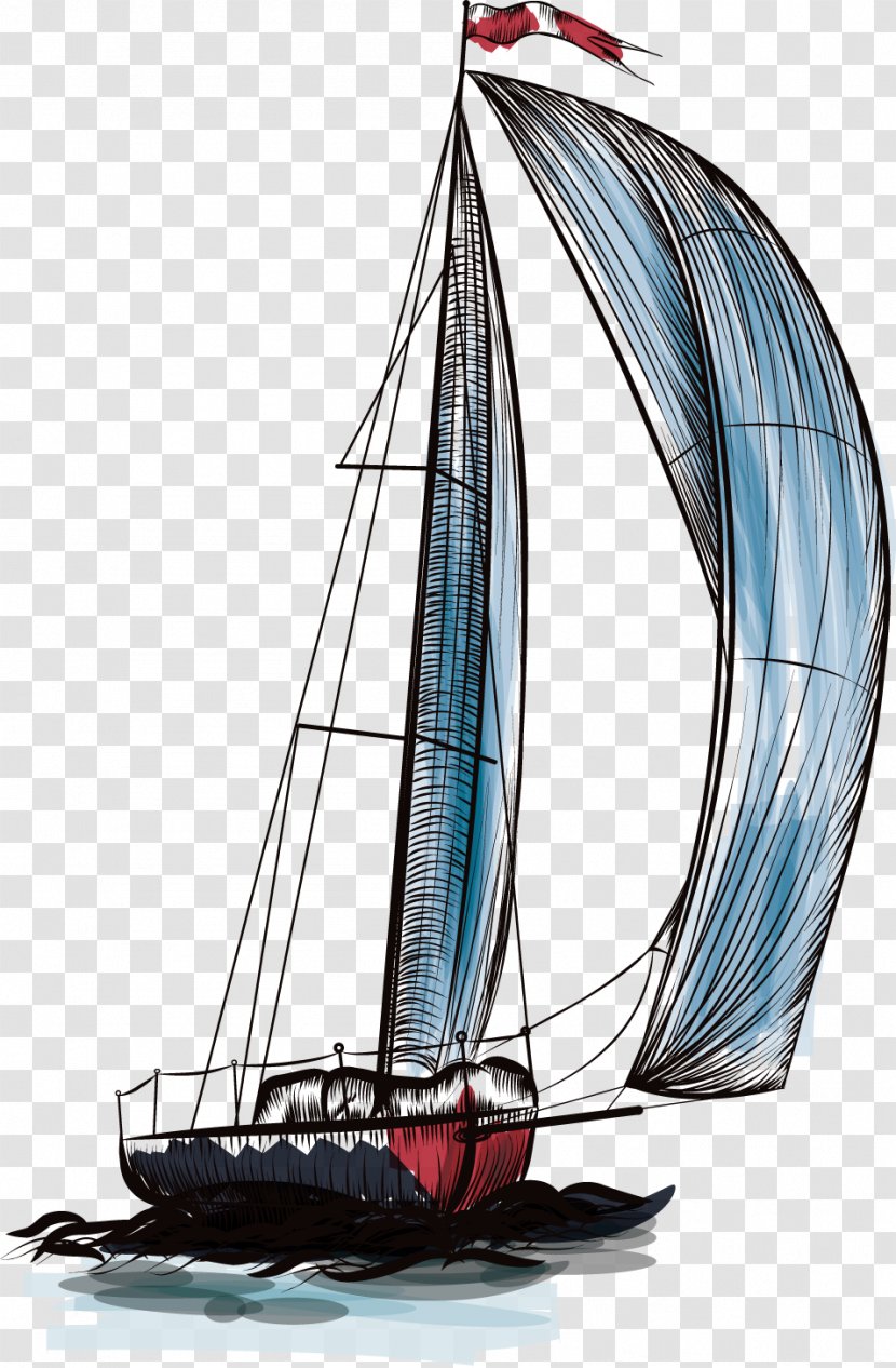 Sailing T-shirt - Sailboat - Vector Blue Transparent PNG