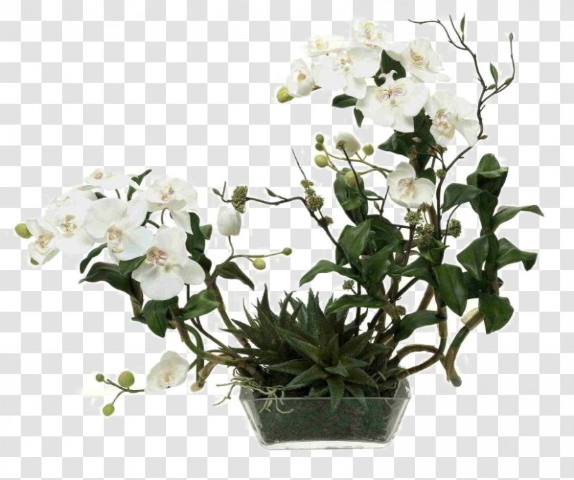 Moth Orchids Artificial Flower Glass - Vase - White Transparent PNG