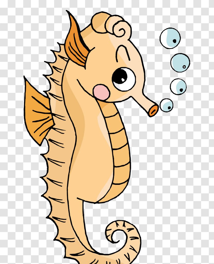 Dwarf Seahorse Cartoon Illustration - Head - Cute Little Hippocampus Transparent PNG
