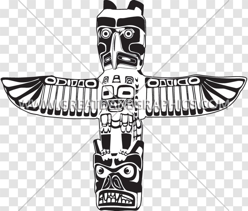 Totem Pole Drawing Art Clip - Wing - Monochrome Photography Transparent PNG