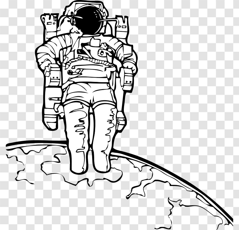 Astronaut Outer Space Black And White Drawing Clip Art - Pictures Of Transparent PNG