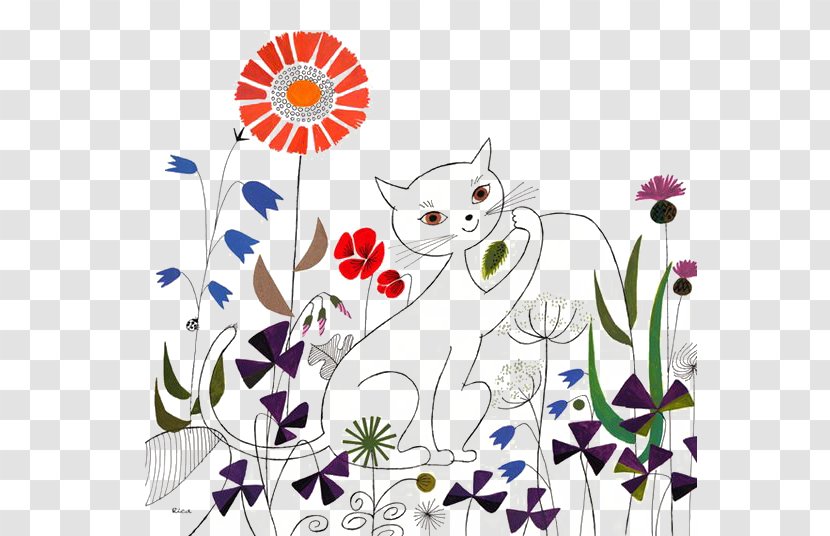 Cat Naha Whiskers Illustrator Illustration - Flora - Hand Drawn Stick Figure Transparent PNG