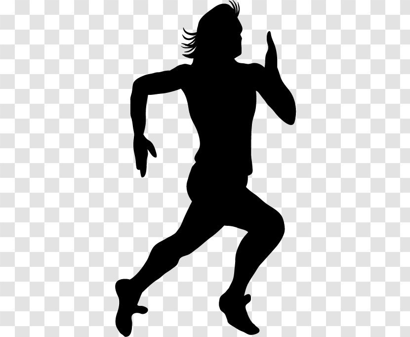 Sticker Track Sprinter Silhouette Olympic Games - Black And White Transparent PNG