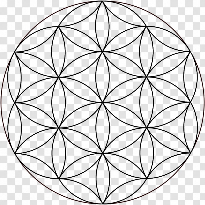 Overlapping Circles Grid Sacred Geometry Symbol - Area - Circle Pattern Transparent PNG