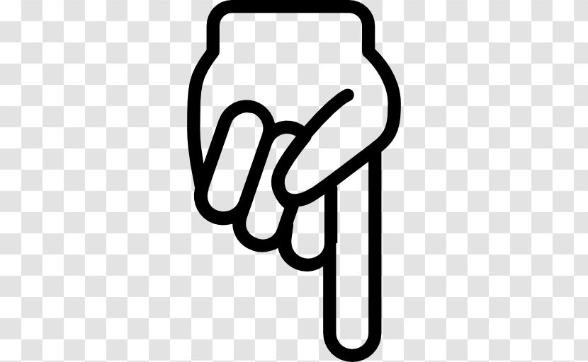 Index Finger Pointing Clip Art - Black And White Transparent PNG