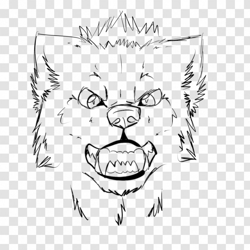 Gray Wolf Line Art Drawing Painting Sketch - Monochrome Photography Transparent PNG