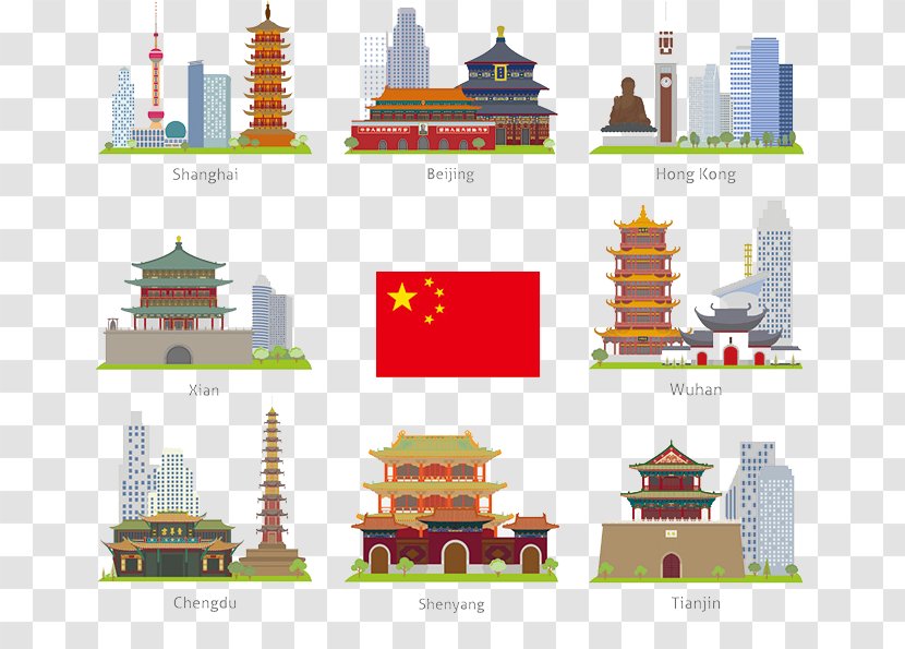 China Landmark Icon - Building - Flat Chinese Characteristics Landmarks Transparent PNG