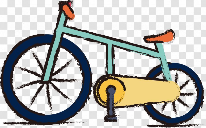 Bicycle Pedal Wheel Tire Road Clip Art - Vector Crayon Bike Transparent PNG
