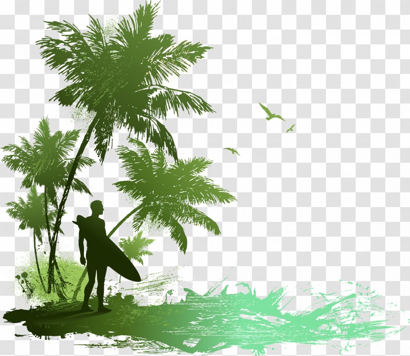 Beach Seaside Resort Silhouette Drawing - Grass - Great Fresh Palm Transparent PNG