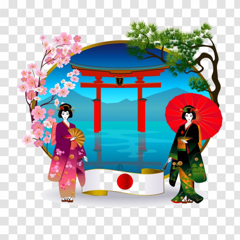 Japan Kimono Geisha Illustration - Woman - Japanese Beauty Transparent PNG