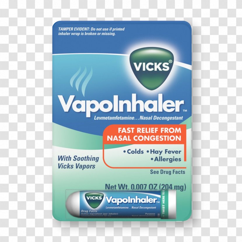 Vicks VapoRub Decongestant Inhaler Nasal Spray - Levomethamphetamine - Nose Transparent PNG