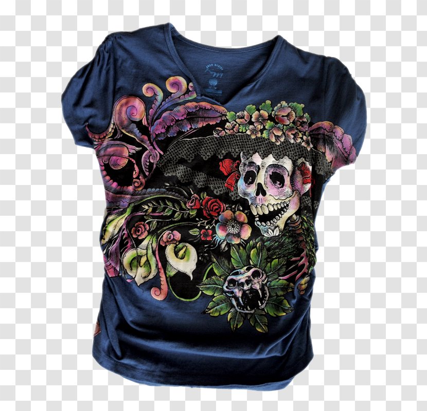 T-shirt La Calavera Catrina Ofrenda Sleeve Fashion - Bread Transparent PNG