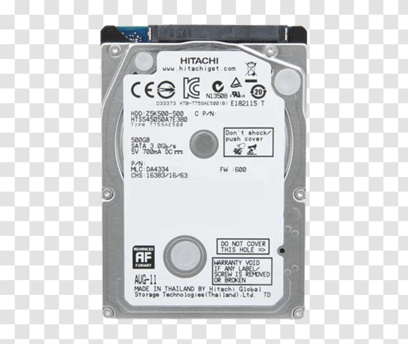 Laptop Serial ATA Hard Drives HGST Travelstar Z5K500 - Technology - Disk Drive Platter Transparent PNG