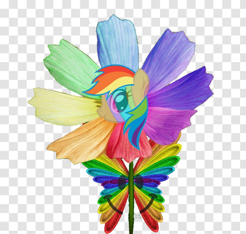 Flower Pony Butterfly Rainbow Clip Art - Pollinator - Aquarel Transparent PNG