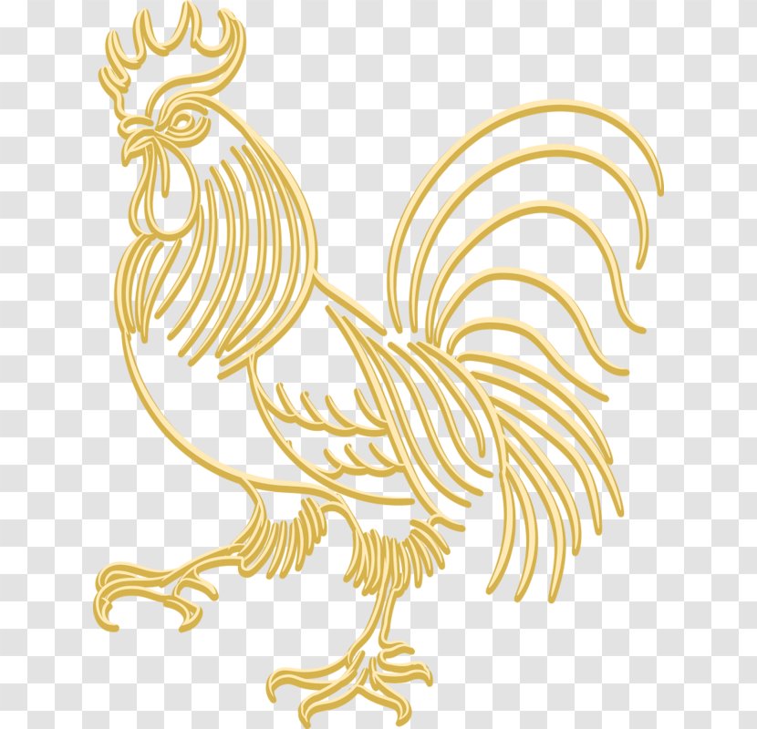 Rooster Chicken Chinese Zodiac Clip Art - Black And White - Golden Cock Transparent PNG
